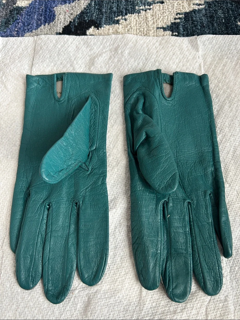 GENUINE Leather Gloves (5 pairs) - Beige, Red, Gray, Teal and Black